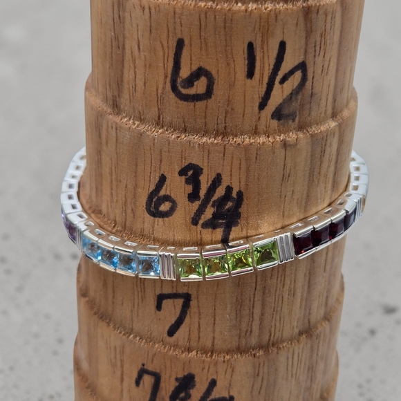 Sterling Silver 925 Multi Gemstone Tennis Bracelet 6.75” Thailand 19.5g - Picture 9 of 9